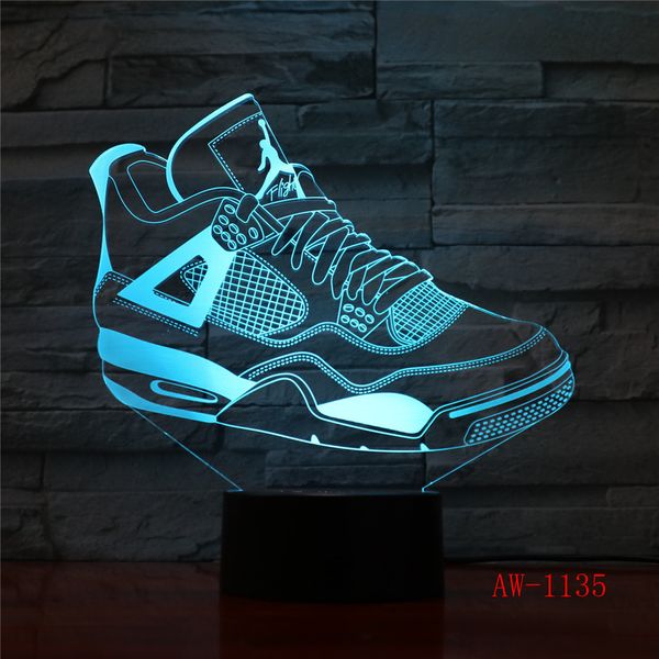 

sneaker shoes 7 colorful usb 3d illusion lamp kids bedroom sleep light led table lamp child night lights christmas gifts 3d-1135