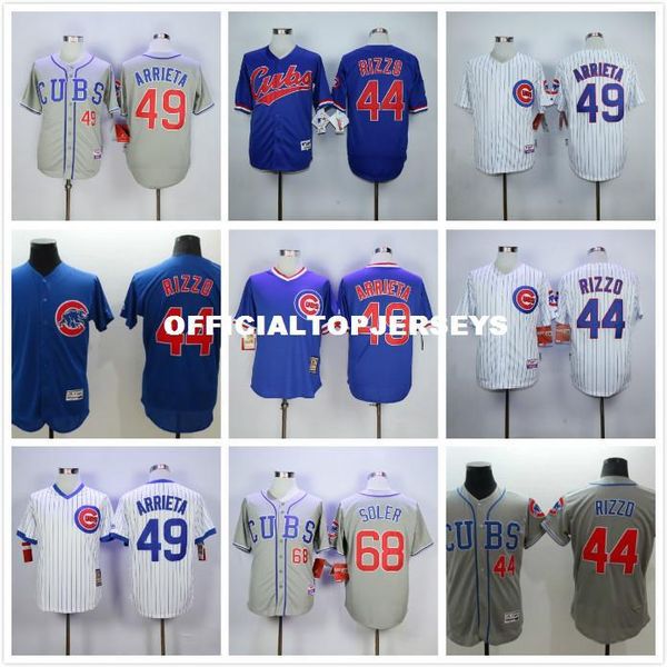 

44 anthony rizzo 49 arrieta retro jersey white blue gray, Black;blue