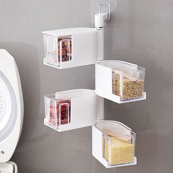 

multi-function grain salt multi-storey abs + stainless steel pipe condiment jars spice rack seasoning storage box creative
