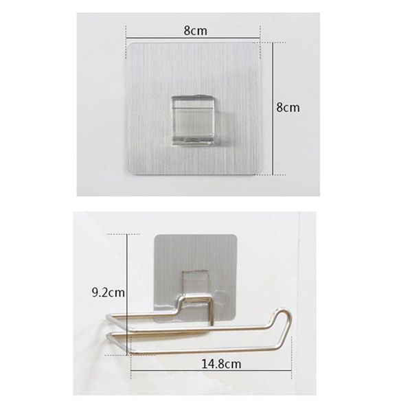 

toilet kitchen roll paper holder stainless steel repeatedly washable stick hooks rack bathroom storage accessories