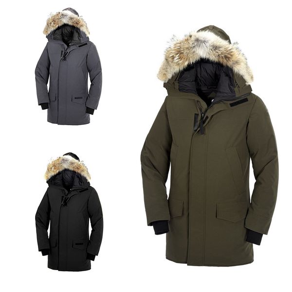 

raccoon fur winter man down coat outdoor jassen outerwear hooded fourrure manteau down jacket coat parka canada doudoune designer jacket, Black