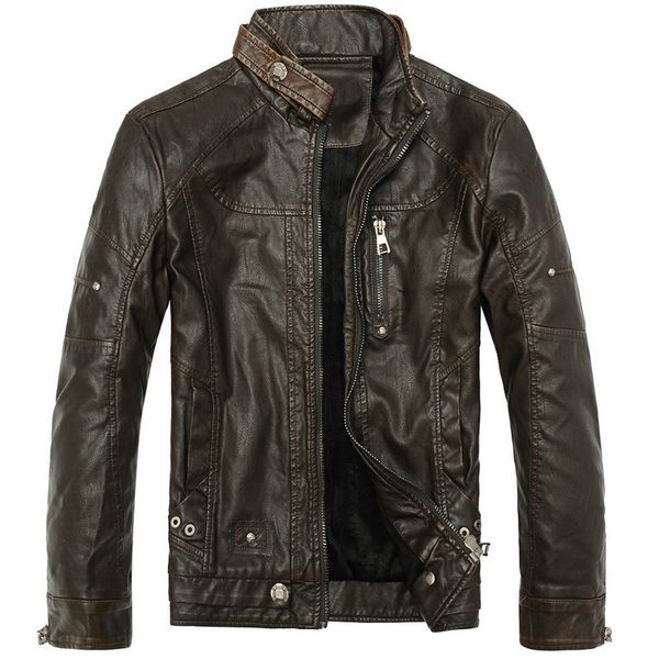 

fashion men jackets winter man pu leather jacket size m-2xl slim style motor handsome coats pocket & zipper design, Black