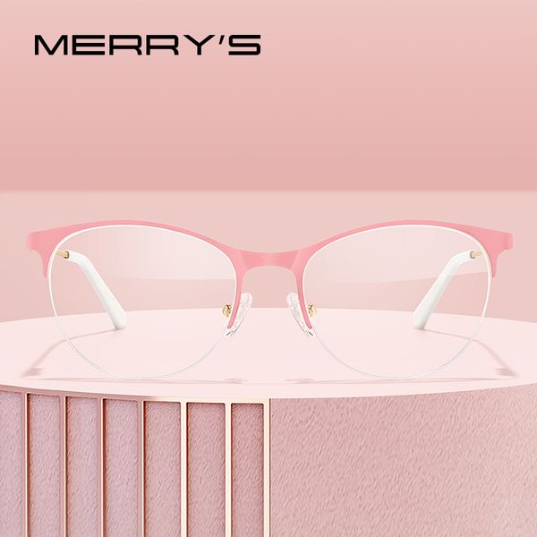 

merrys design women fashion trending cat eye glasses half frame ladies eyewear myopia prescription optical eyeglasses s2004, Black