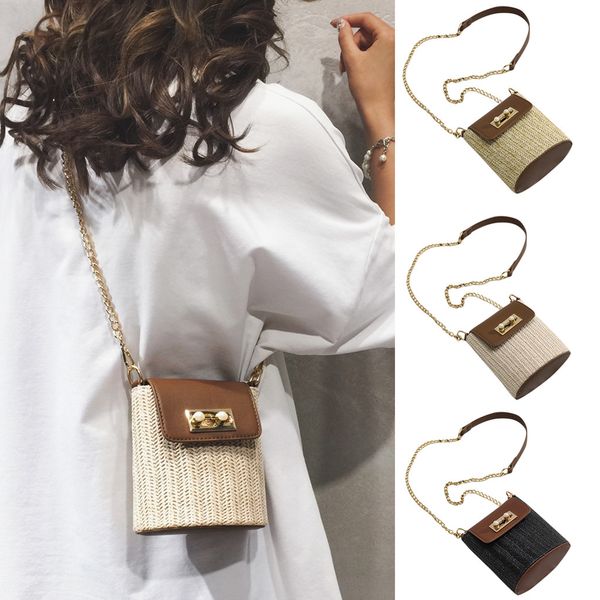 

2019 the new messenger bag small bag woman 2019 new shoulder fashion messenger straw bucket