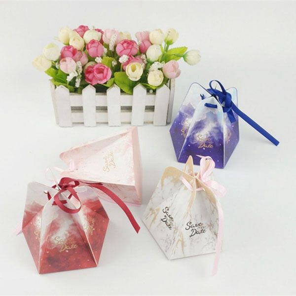 

small unique pentagon gift box portable romantic candy gift box for wedding 50pcs