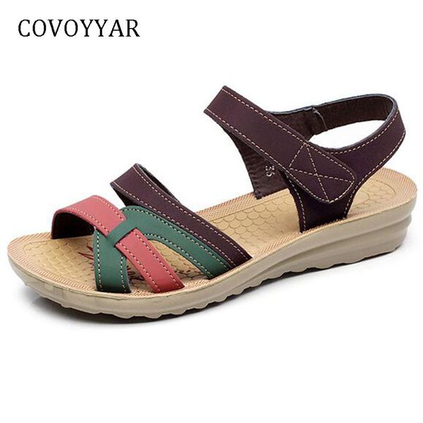 

covoyyar 2018 new low wedge women sandals summer non-slip lady sandal contrast color hook loop women shoes big sizes wss979, Black