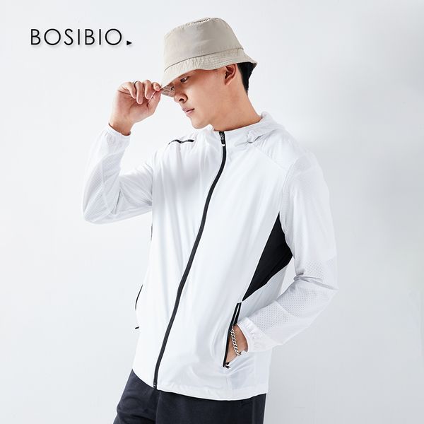 

bosibio мужская летняя куртка дышащая тонкая куртка с капюшоном мужской slim fit солнцезащитный крем высокое качество ветровка размер -4xl, Black;brown