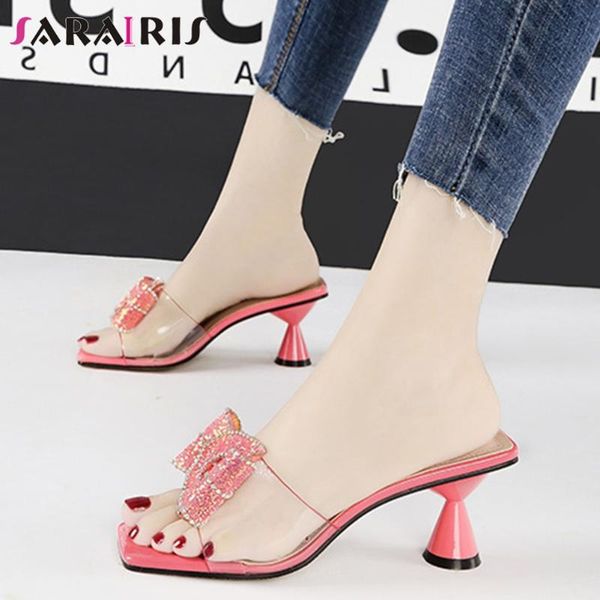 

sarairis sweet ins ladies holiday slippers summer slipppers women square toe candy color butterfly knot shoes woman, Black