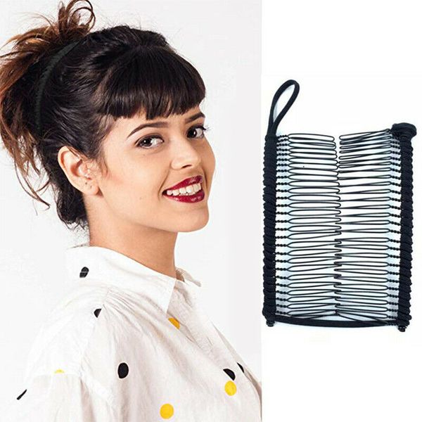 

magic /30 hair combs vintage banana hair clip flexibel hairclip stretchable double slide comb clip hairpins tools, Golden;white