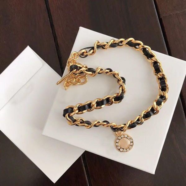 

have stamps fashion brand black designer necklace for lady design women party wedding lovers gift luxury jewelry for bride with box, Golden;silver