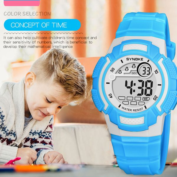 

synoke multi-function 50m waterproof watch led digital double action watch, Blue