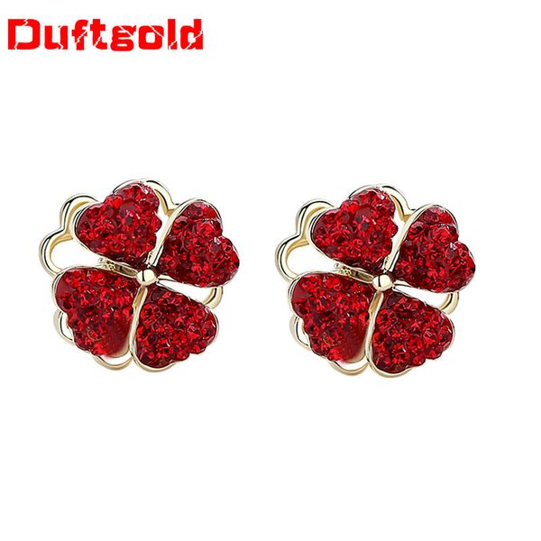

2020 new creative spin heart four-clover earrings fashion small exquisite stud earring for women festival jewelry gifts duftgo, Golden;silver