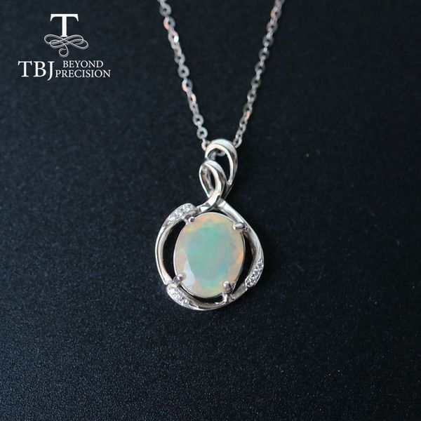 

natural ethiopia opal pendant 925 sterling silver simple design fine jewelry nice christmas gift for girl,women,wife
