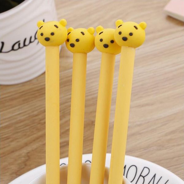 

3pcs cartoon cute yellow bear gel pen diy office stationery and school supplies smooth writing black ink pen 0.5mm