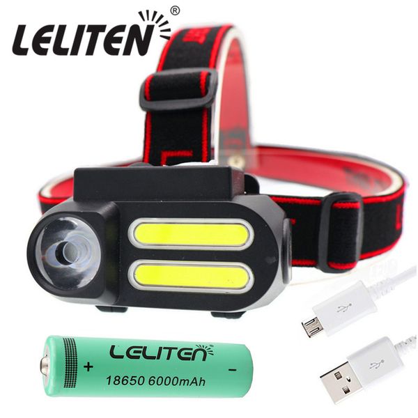 

portable mini xpe+2* cob led headlamp work light waterproof headlight use 18650 battery for night lighting head lamp