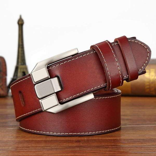 

belts real cow business designer men vintage luxury quality genuine leather belt man buckles for trousers 6168 y200520, Black;brown