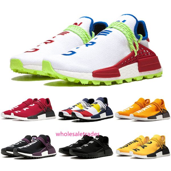 

pw 36-47 human race trail hu shoes men women pharrell williams yellow blank canvas red equality nerd sports runner outdoor sneakers