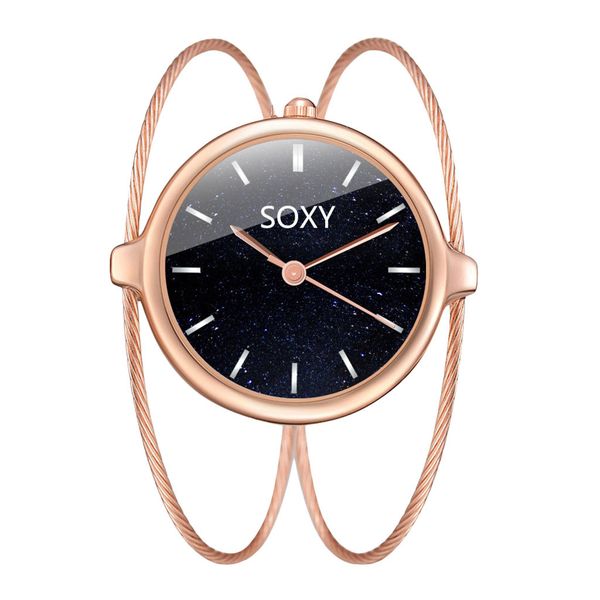 

women fashion luxury watch bracelet quartz dress watches rose gold starry sky dial small and exquisite brand ladies casual clock, Slivery;brown