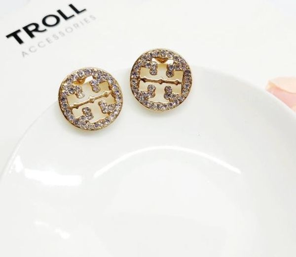 

europe style letter mark t diamond earrings woman flashing letter earrings and hign quanlity, Silver