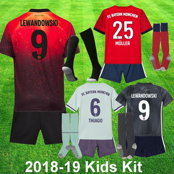 

2018 2019 bayern munich ea port kid kit occer jer ey muller hummel vidal lewandow ki robben toli o jame 18 19 youth football uniform