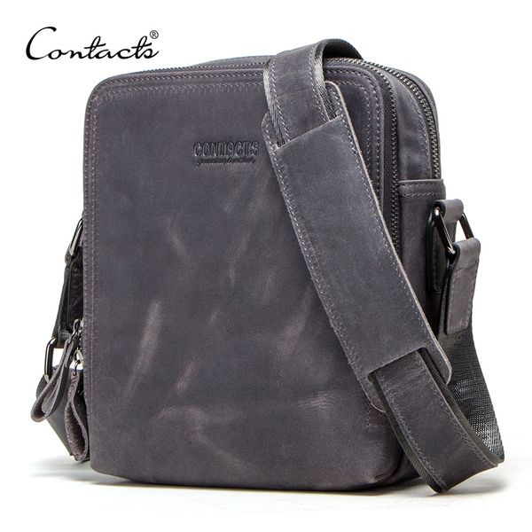 

vintage men's messenger bag crazy horse genuine leather shoulder bags brand design male bag travel bolsos