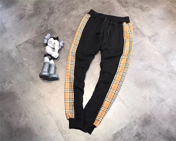 

luxurious brands design bbr sideline plaid lattice elastic waist track trousers men women sport goose jogger sweatpants outdoor pants, Black;green