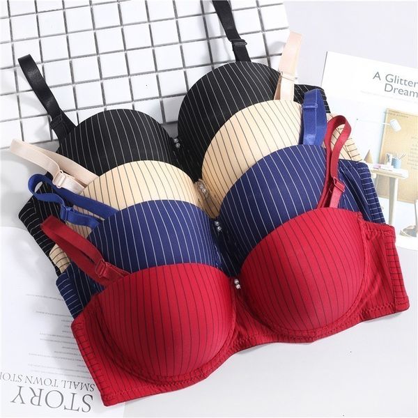 

femme lingeries push up bra new half cup underwire for women breathable thin cup stripe comfort women lingerie soft bras, Red;black