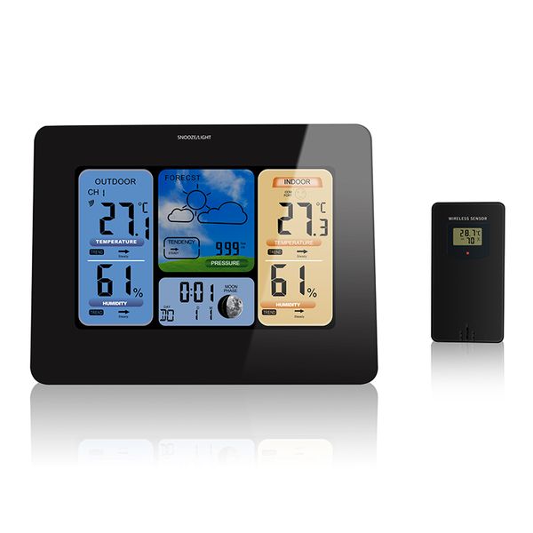 

weather station digital led clock wireless calendar temperature humidity sensor barometer forecast desk table led alarm clock