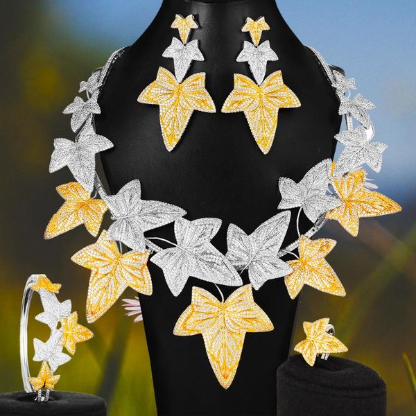 

nigerian statement brand women bridal luxry dubai wedding jewelry sets 4pcs cubic zirconia necklace earrings bangle ring 2020, Silver