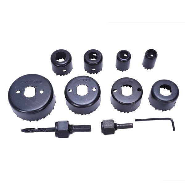 

8 pcs wood alloy iron cutter bimetal hole saw drill bit kit with hex wrench black