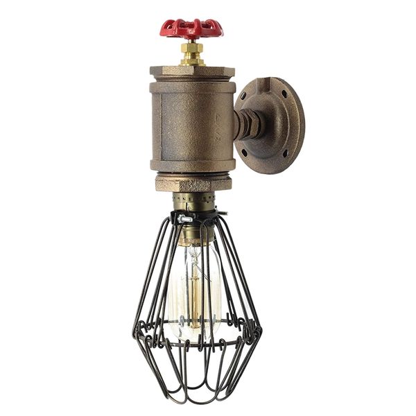 

abui-loft style sconce"old bill", wall mounted lamp with cage, steam punk, industrial light