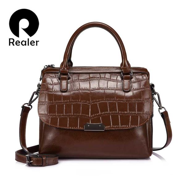 

realer women handbag split leather tote bag ladies shoulder messenger bags female alligator prints handle bag small purse