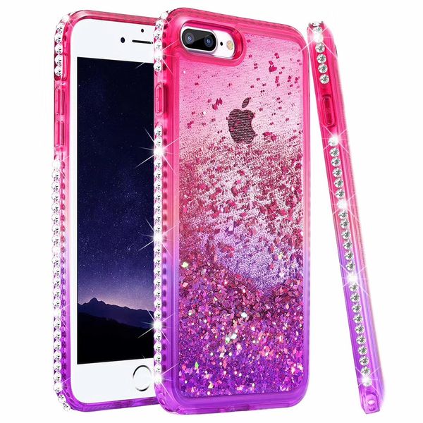 Custodia morbida per ragazze in TPU con diamanti galleggianti liquidi Quicksand Glitter per Samsung S10/Coolpad Legacy/LG K40/Stylo5/MOTO E5 Plus/G7 Power