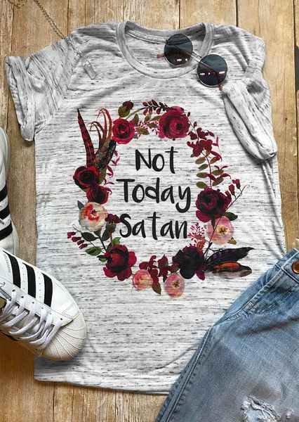 

womens designer clothes womens designer t shirts women not today satan floral summer casual female t shirt gray ladies tee 3xl, White