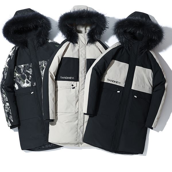 

winter long paragraph parkas jacket men large size 5xl hooded warm windbreaker jacket men thick cotton liner parkas coats, Black