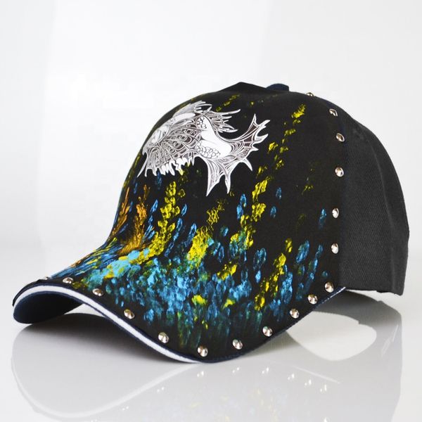 

korean style fashion personality hand painted goldfish 3d baseball cap