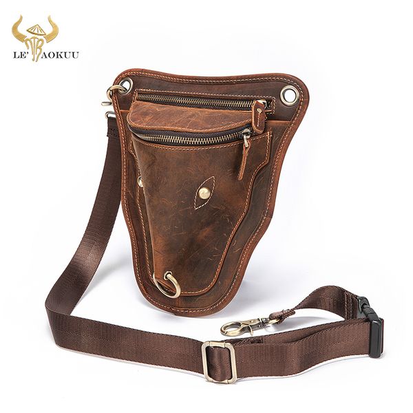 

waist bags original leather men brown casual fashion small shoulder messenger bag designer travel belt pack drop leg male 833