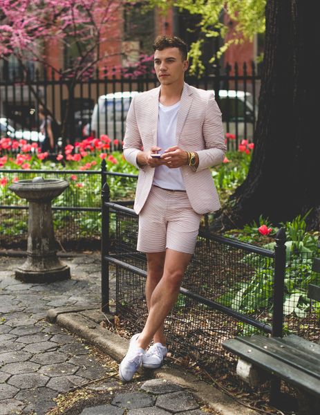 

summer beach line mens tuxedos 2 pieces pink stripe slim fit pants suits men casual blazer suits (jacket+pants), Black;gray