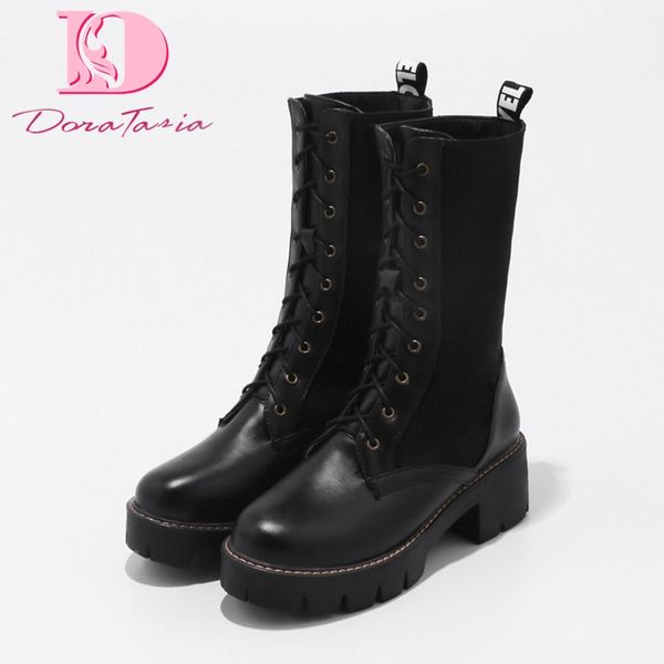 

doratasia 2019 leisure large size 43 square heel over the knee boots women shoes autumn shoes woman motorcycles boots female, Black