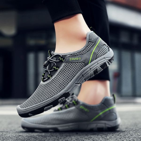 

running shoes men lace-up athletic trainers zapatillas sport shoes mesh breathable anti slip male outdoor walking sneakers