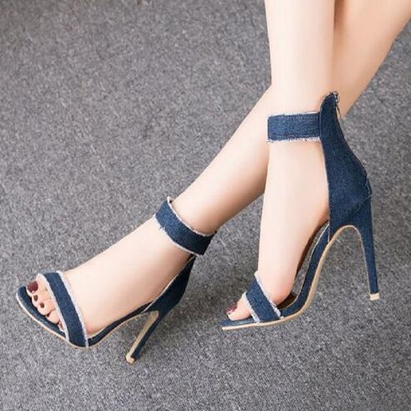 Damen Damen Open Toe High Heels Knöchelriemen mit Reißverschluss Sandalen Pumps