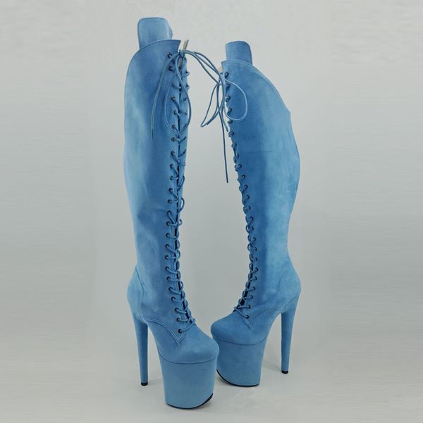 

leecabe light blue 20cm/8inches pole dancing shoes high heel platform boots closed toe pole dance boots, Black