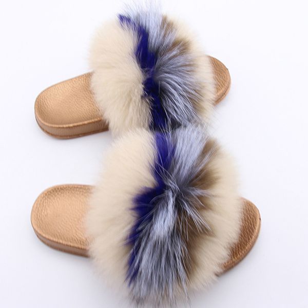 

women fur slides summer shoes home woman furry slippers indoor female sandals fluffy cute 2020 new plus size, Black