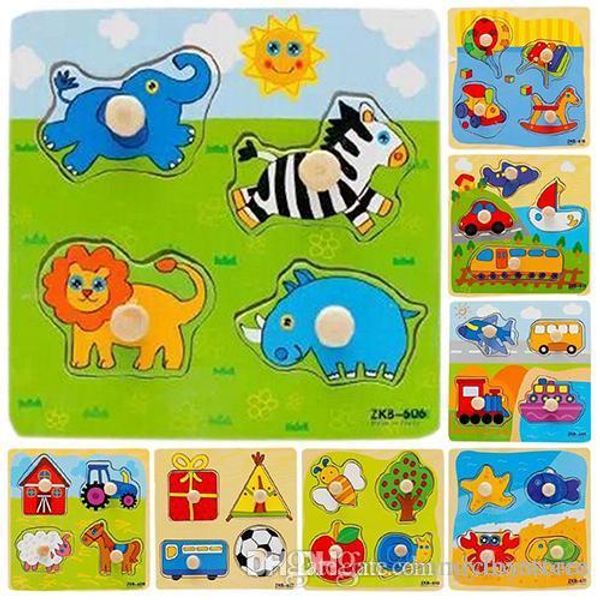 Adjustable 4 Shape Wooden Colorful Animal Puzzle Toy Baby Kids Educational Brick