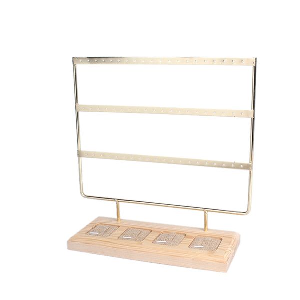 

holes wooden earrings jewelry organizer display stand 3 tier, Pink;blue
