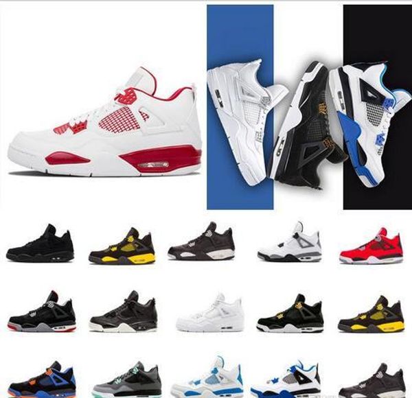 

new 4 4s basketball shoes mens pure money royalty white cement raptors black cat bred fire red mens trainers sport sneakers us13