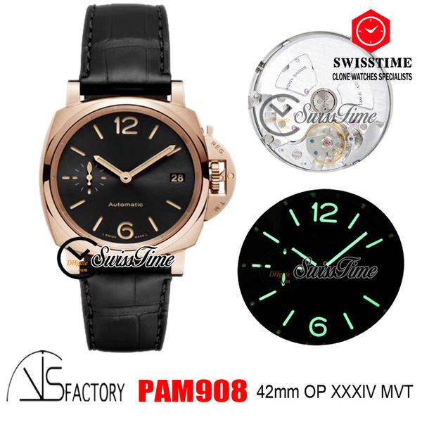

vsf vs908 op xxxiv automatic mens watch rose gold black dial stick number markers black leather sapphire edition swisstime pma-a04, Slivery;brown
