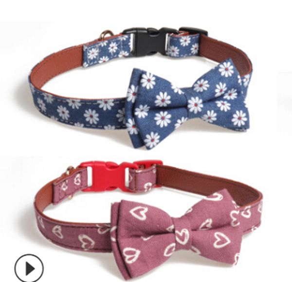 

bow tie dog collar bowknot pet necklace fashion little heart tree pattern medium large dog cat collars puppy teddy kitten necklaces