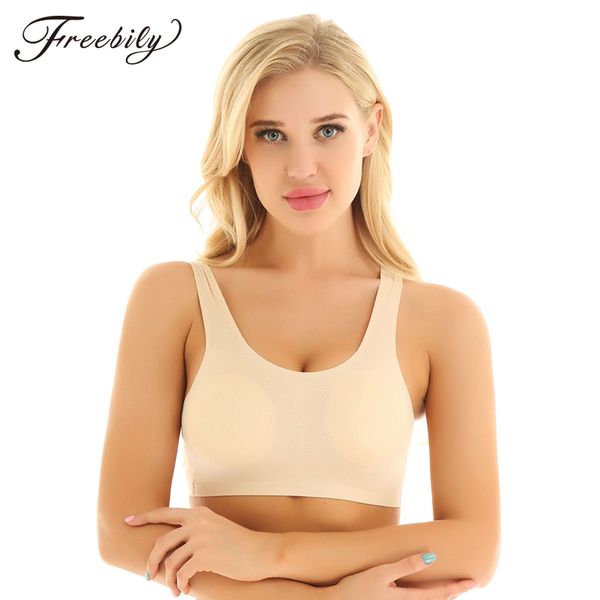 

ily women seamless sports bra running yoga brassiere workout gym fitness sport bras push up padded underwear tank top, White;black