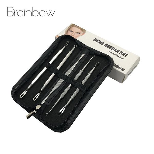 

brainbow 5pc blackhead removal antibacterial acne needle blemish acne pimple extractor tool extrato de cravo face skin care tool